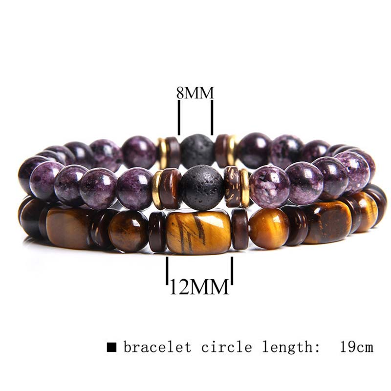 2PCS Healing Crystal Emperor Stone Tiger Eye Bead Bracelet