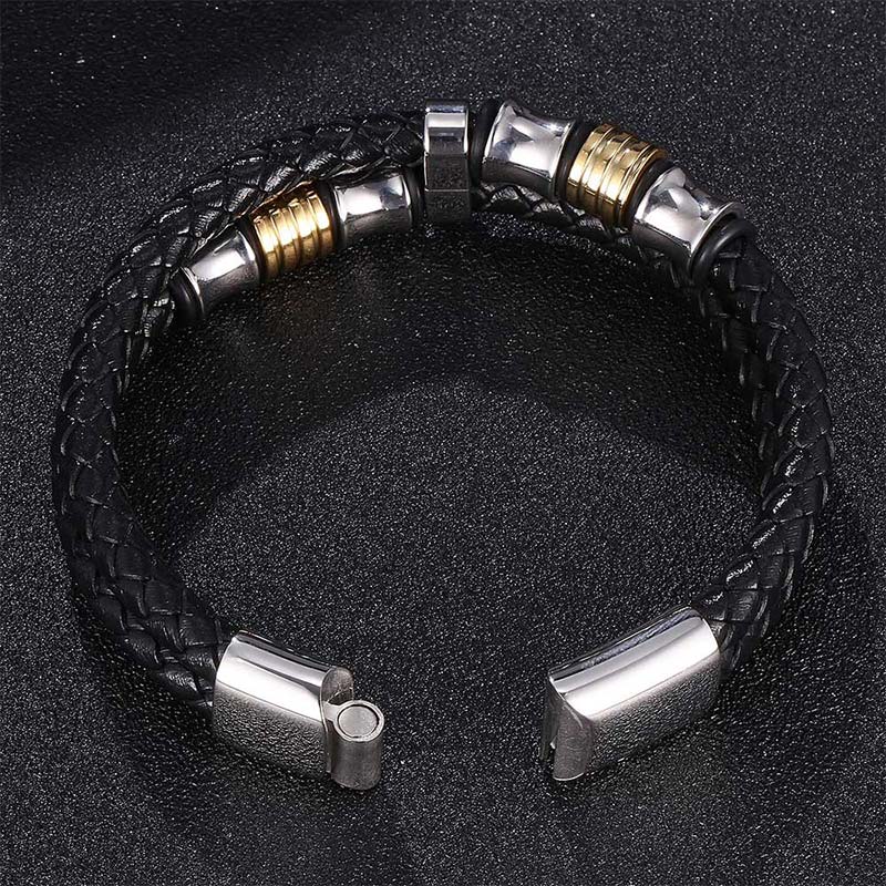 Layered Leather Weave Fortune Bracelet