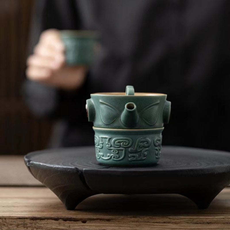 Sanxingdui Ceramic Teacup Kung Fu Tea Cup With Bag