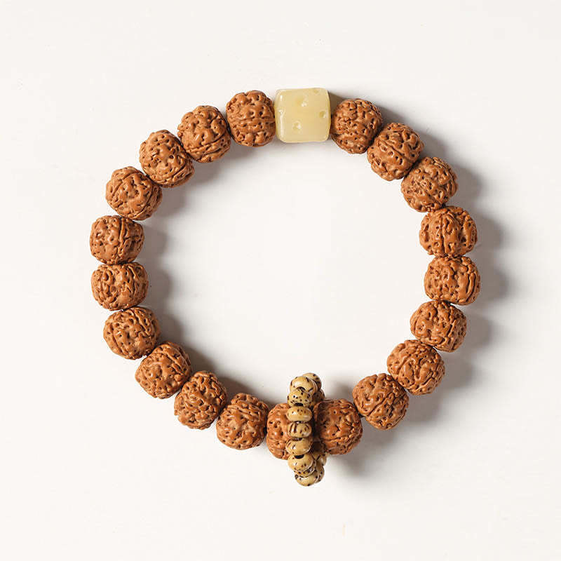 Bodhi Seed Three-eyed Dzi Bead mystic zen Hand Charm Wealth Bracelet