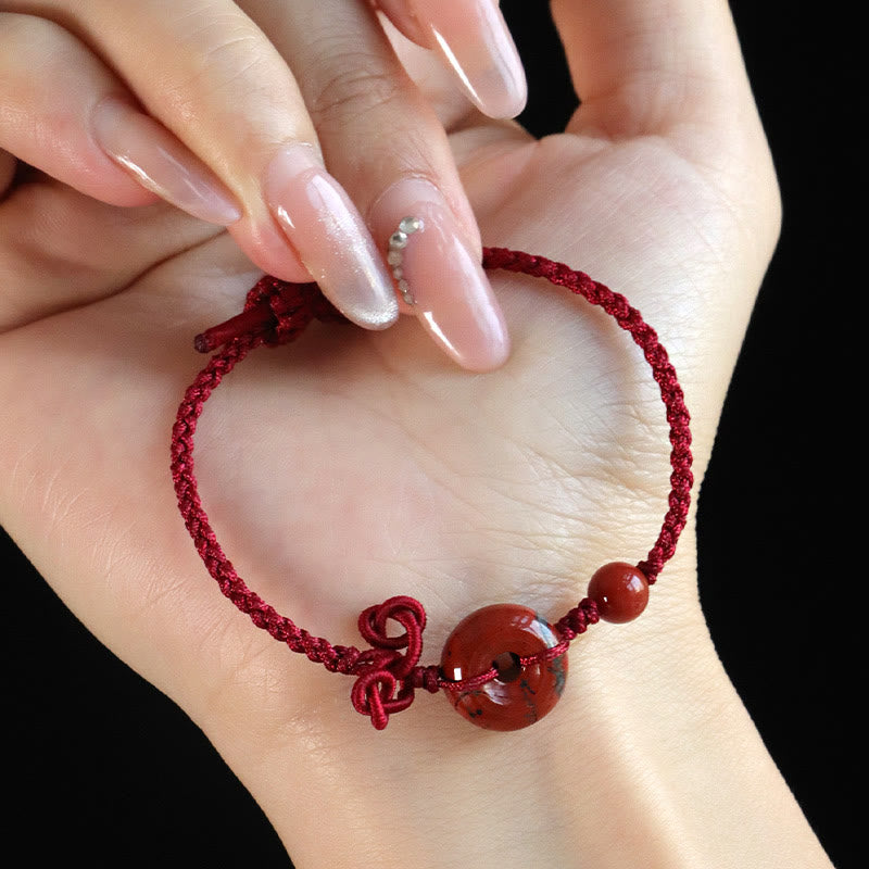 Red Jasper Rose Quartz Various Natural Rocks Peace Buckle Knot Positive Luck Bracelet