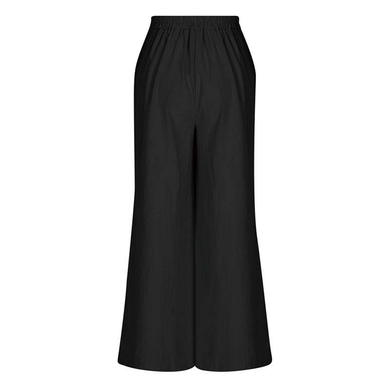Retro Casual High Waist Cotton Linen Women's Wide Leg Pants With Pockets