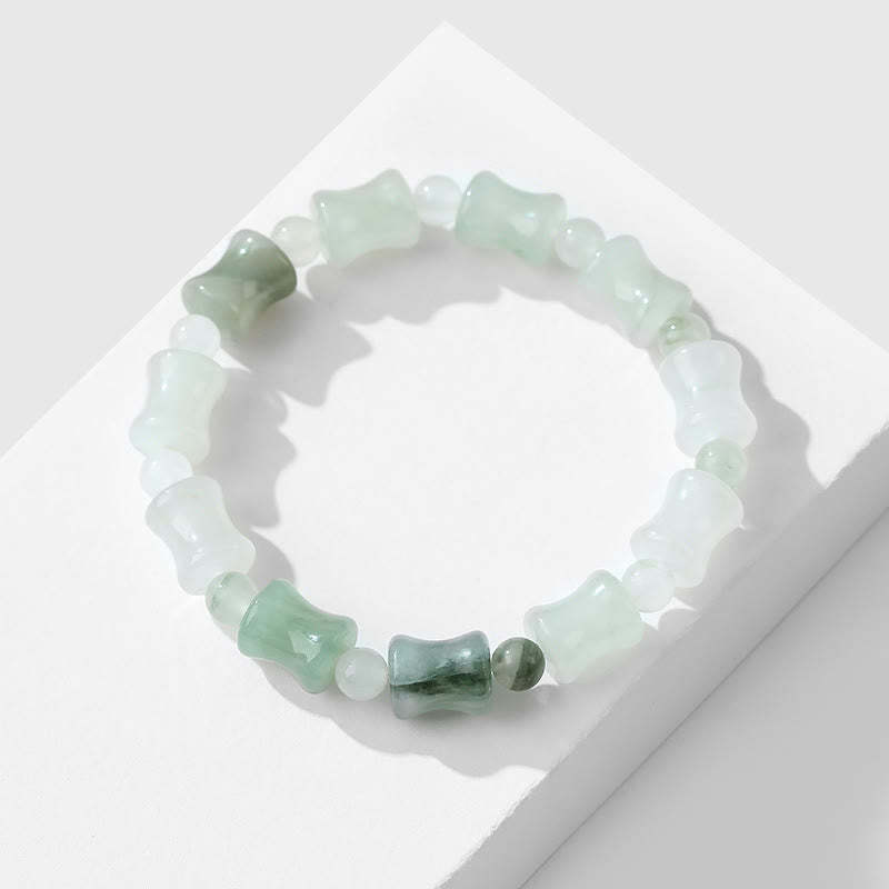 Jade Coconut Shell Bamboo Pattern Abundance Luck Bracelet