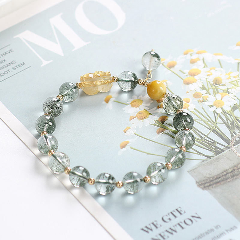 Green Phantom Citrine PiXiu Confidence Bracelet