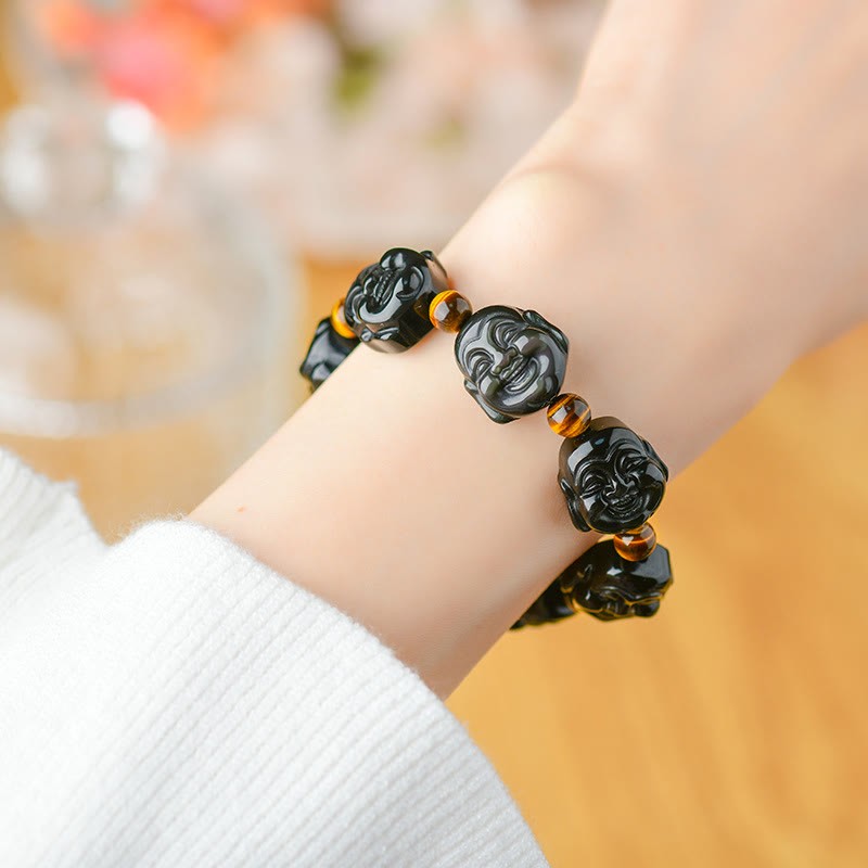 Rainbow Obsidian Laughing mystic zen Positive Transformation Bracelet