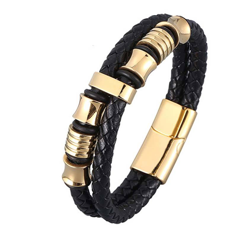 Layered Leather Weave Fortune Bracelet