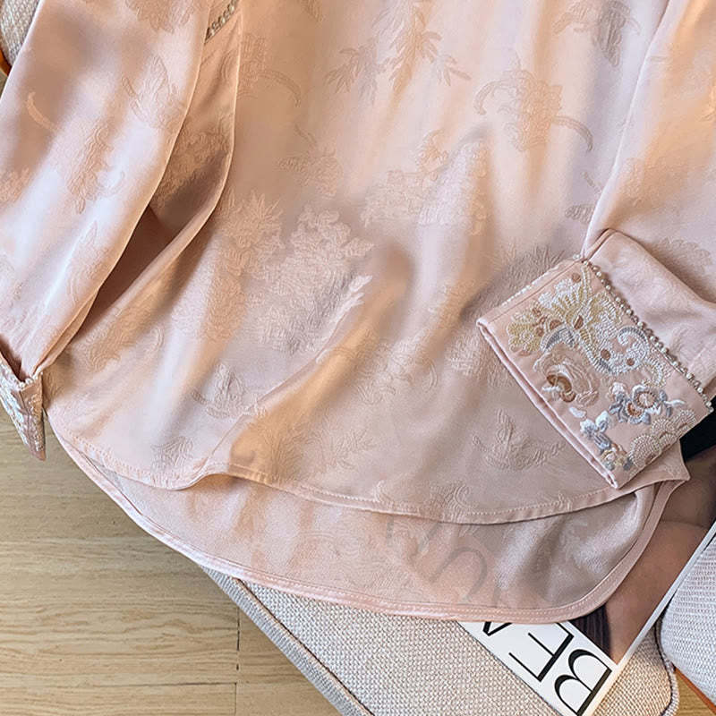 Retro Embroidery Design Long Sleeve Women's Shirt