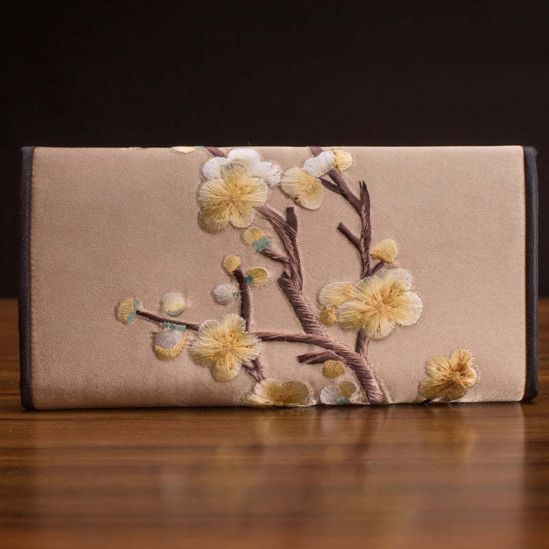 Plum Bossom Su Embroidery Journey Shopping Long Purse Handbag