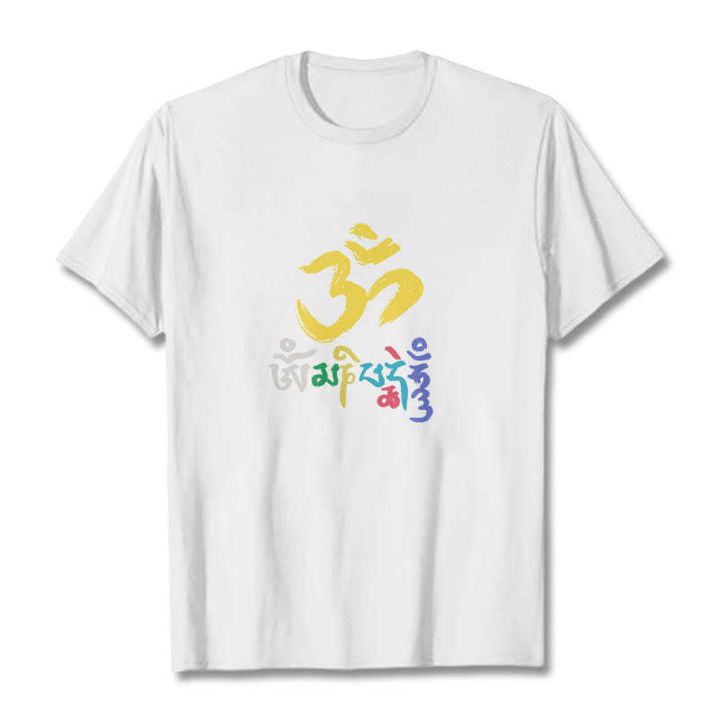 Colorful Om Mani Padme Hum Cotton Tee T-shirt