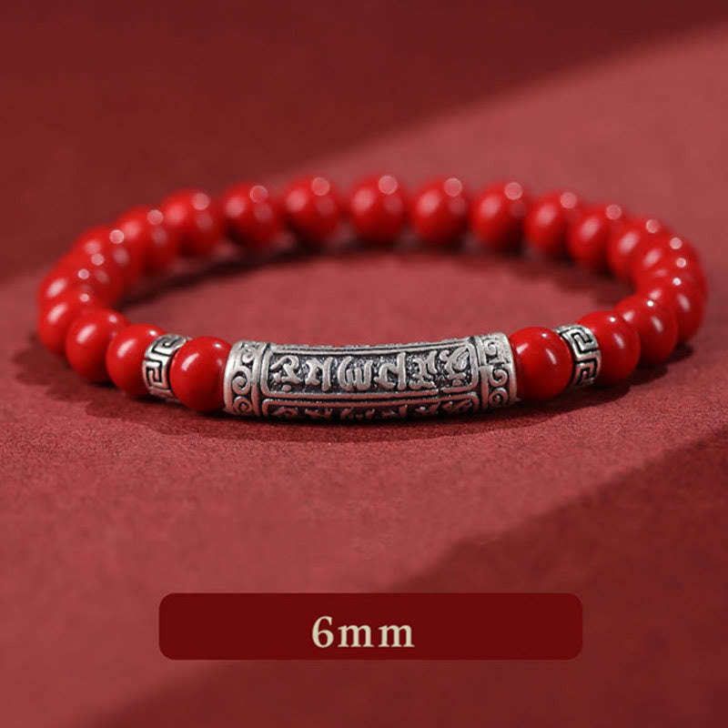 Cinnabar 999 Sterling Silver Six True Words Blessing Bracelet