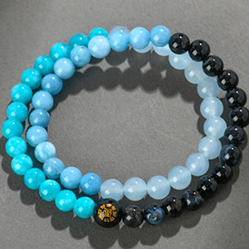 Five Elements Various Agate Crystal Chalcedony White Crystal White Agate Luck Bracelet