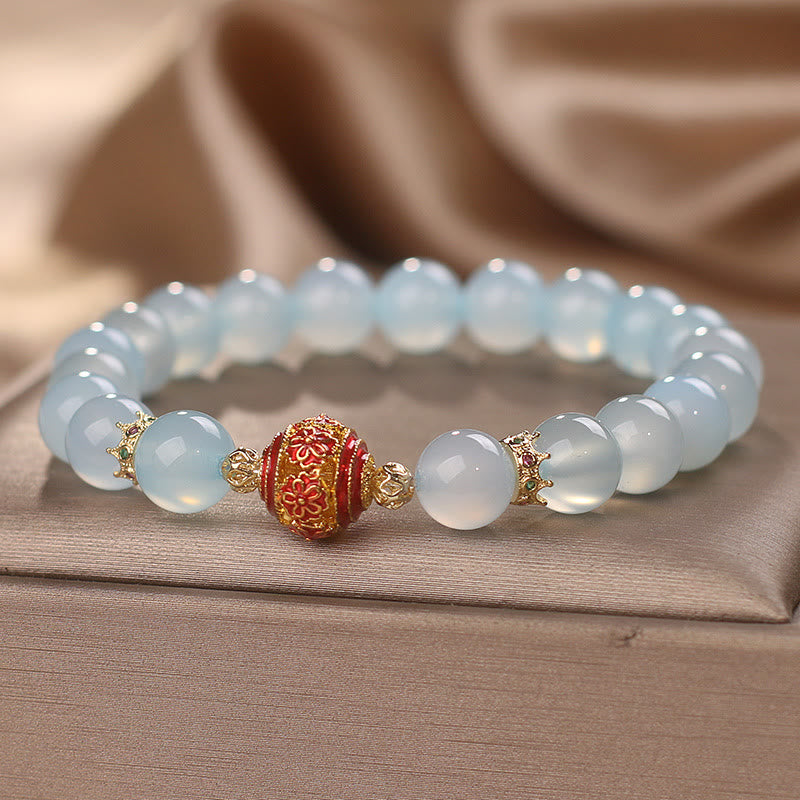 Natural Aquamarine Flower Bead Healing Bracelet