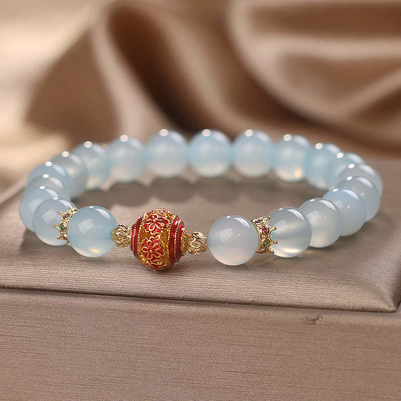 Natural Aquamarine Flower Bead Healing Bracelet