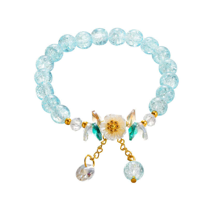 Simple Design Flower Charm Glass Bead Bracelet