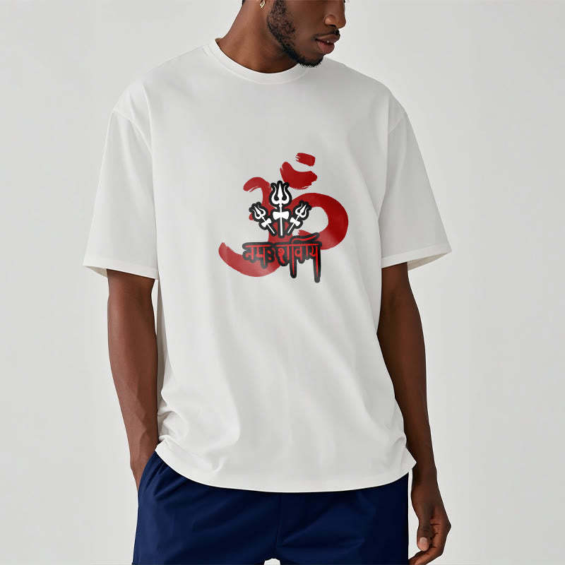 OM NAMAH SHIVAYA Three Small Tridents Cotton Tee T-shirt