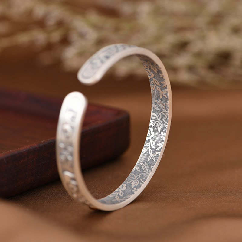999 Sterling Silver Elephant Strength Wisdom Bracelet Cuff Bangle