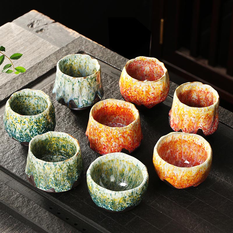 Orange Red Green Yellow Ceramic Teacup Kung Fu Tea Cup