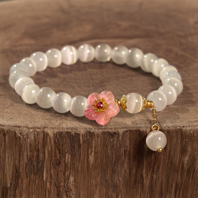 Chrysoberyl Cat's Eye Pink Flowers Support Bracelet