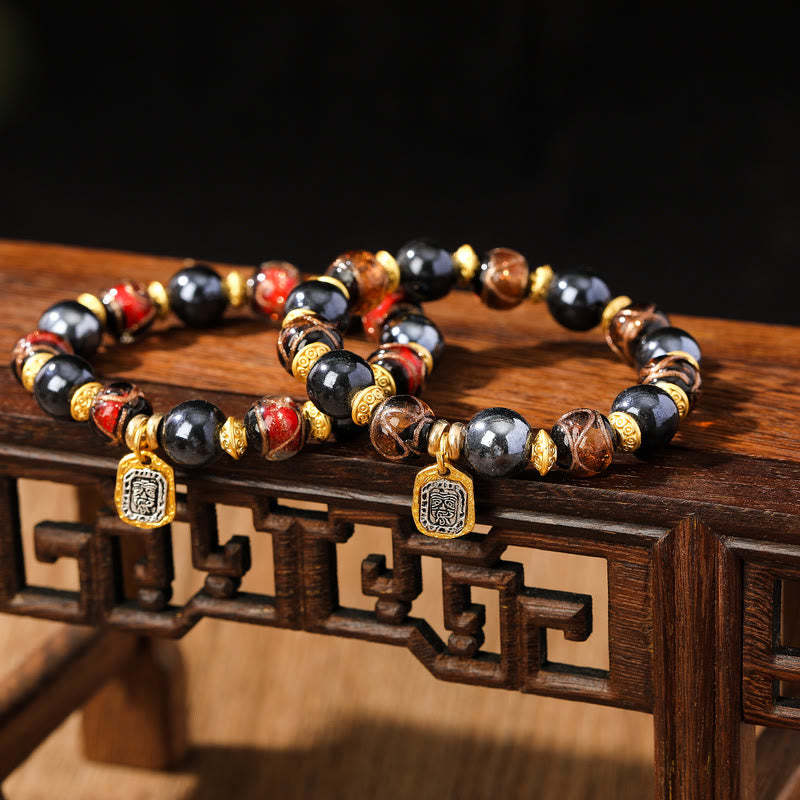 Tibetan Zakiram Goddess of Wealth Liuli Glass Incense Ash Porcelain Bead Luck Bracelet (Extra 30% Off | USE CODE: FS30)