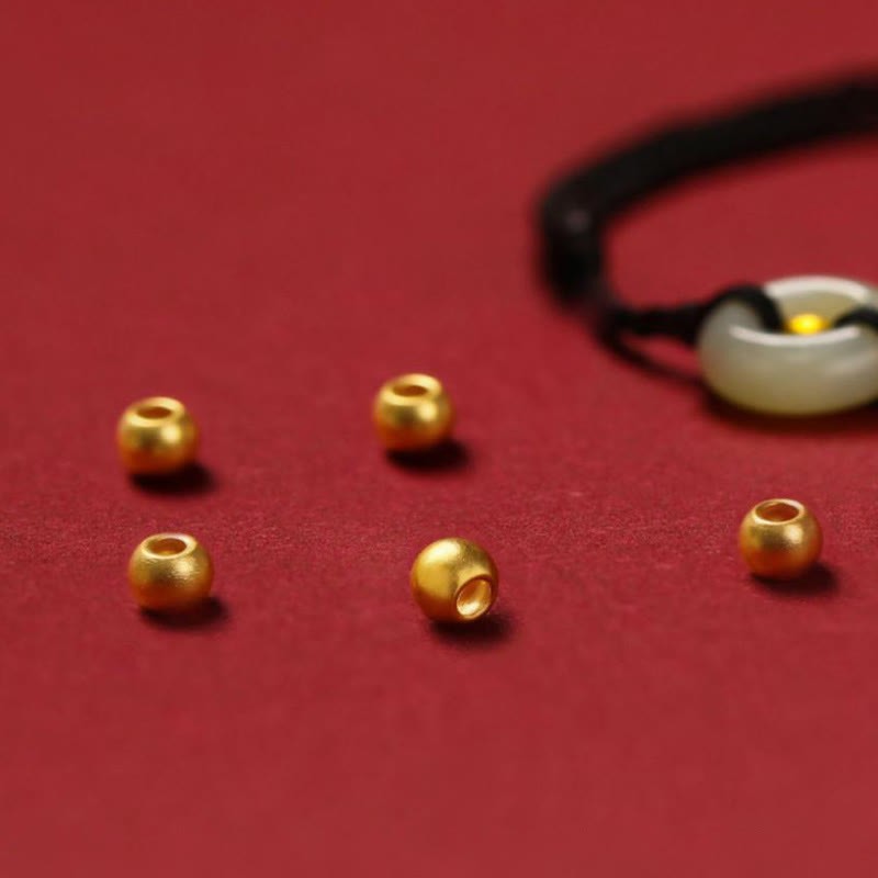 999 Gold Bead Round Peace Buckle Hetian Jade Luck Abundance Braided Bracelet Anklet