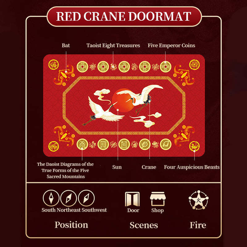 Five Elements Lucky Crane Gourd Kirin Dragon Axe Nine Koi Fish Non-slip Foot Pad Doormat
