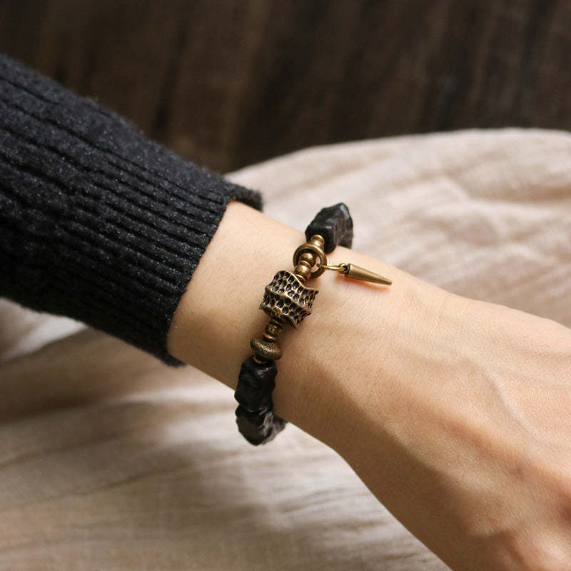 Ebony Wood Copper Balance Protection Couple Bracelet