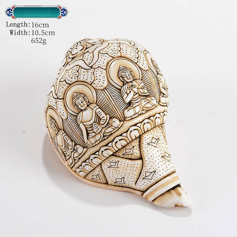 Tibetan Handmade Engraved Shankha mystic zen Avalokitesvara Conch Shell Wealth Decoration