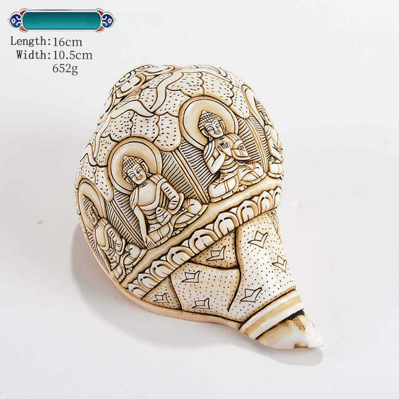 Tibetan Handmade Engraved Shankha mystic zen Avalokitesvara Conch Shell Wealth Decoration