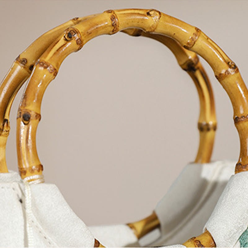 Embroidery Bamboo Handle Tassel Handbags