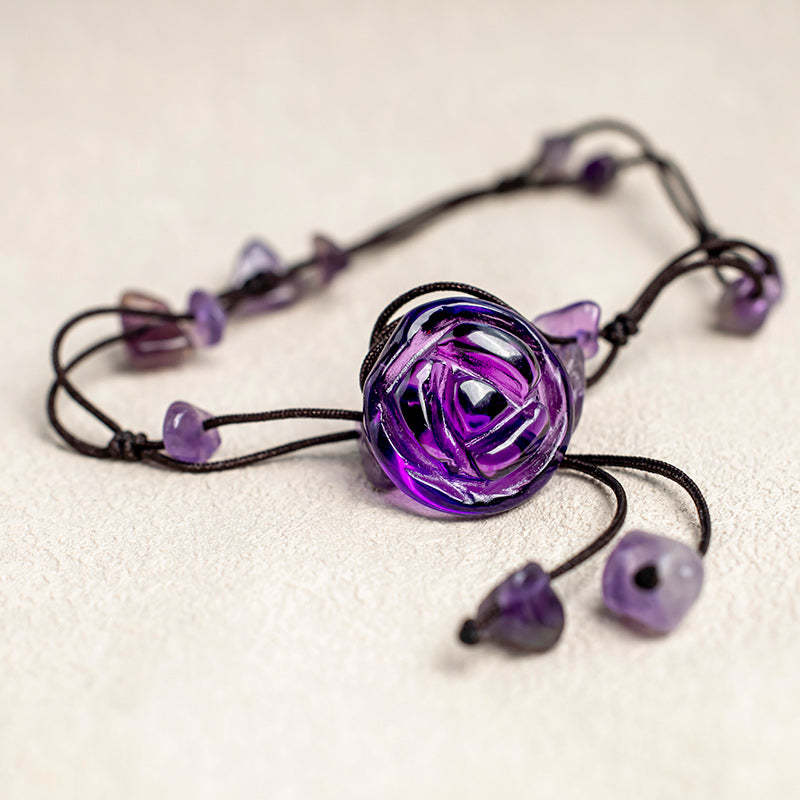Amethyst Pink Crystal Green Aventurine Rose Inner Peace Healing Anklet