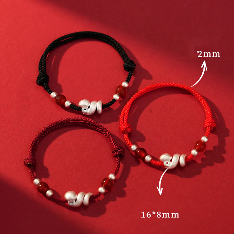 999 Sterling Silver Year Of The Snake Red Agate Confidence Handcrafted Bracelet