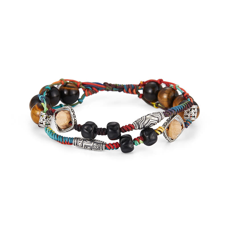 925 Sterling Silver Tiger's Eye Bodhi Seed Handmade Courage Bracelet