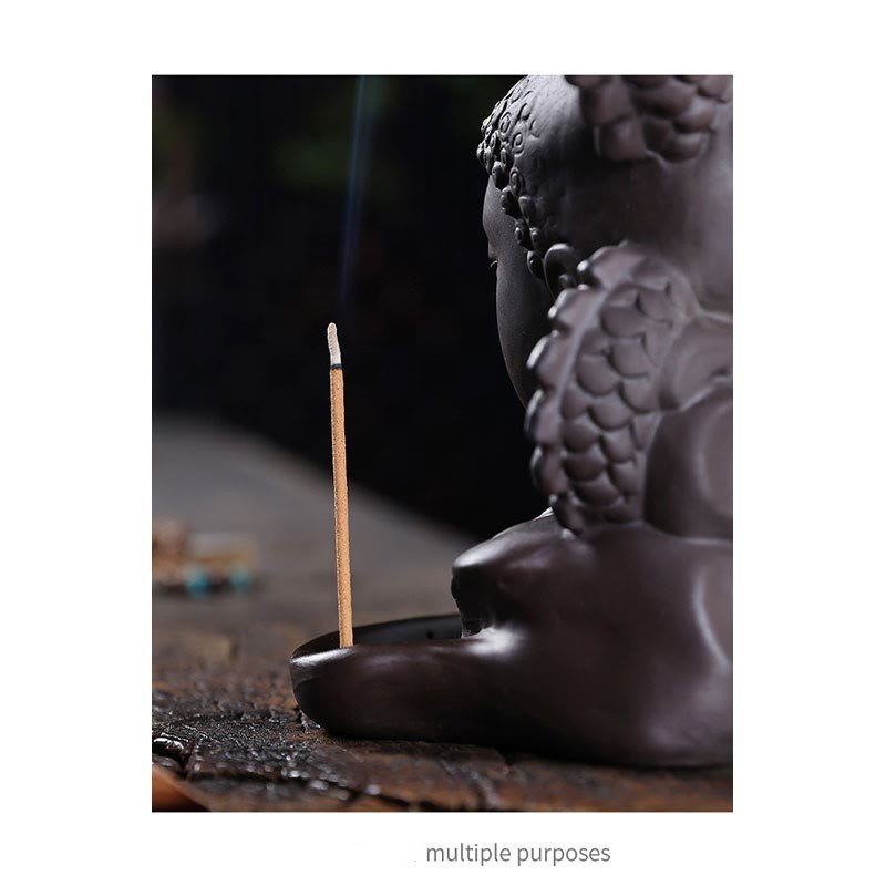 Dragon mystic zen Auspicious Clouds Purple Clay Healing Incense Burner Decoration