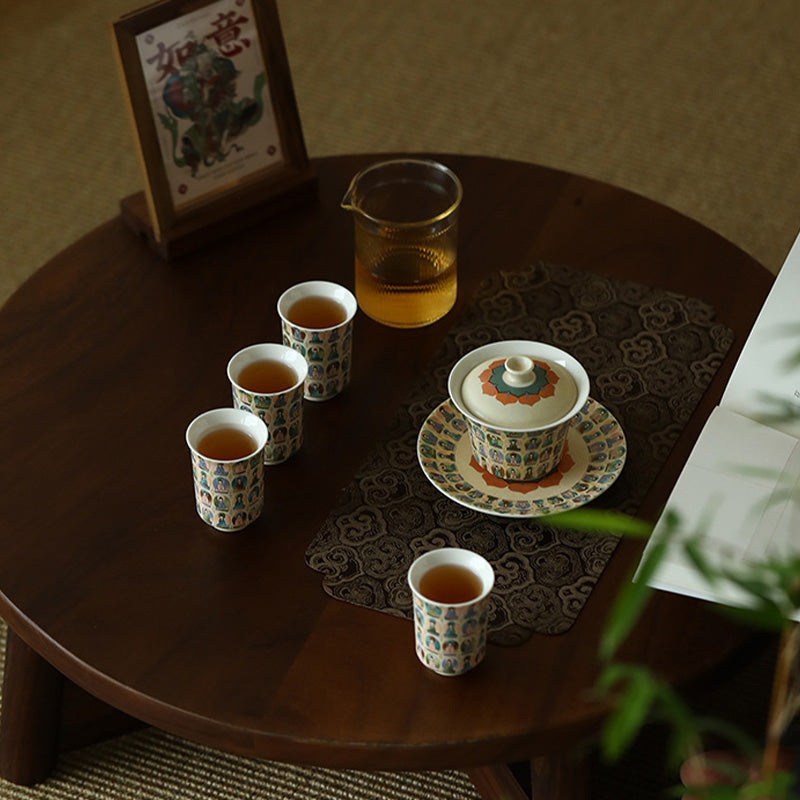 Dunhuang Color Thousand mystic zens Flying Apsaras Pattern Gaiwan Teacup Kung Fu Tea Cup With Lid