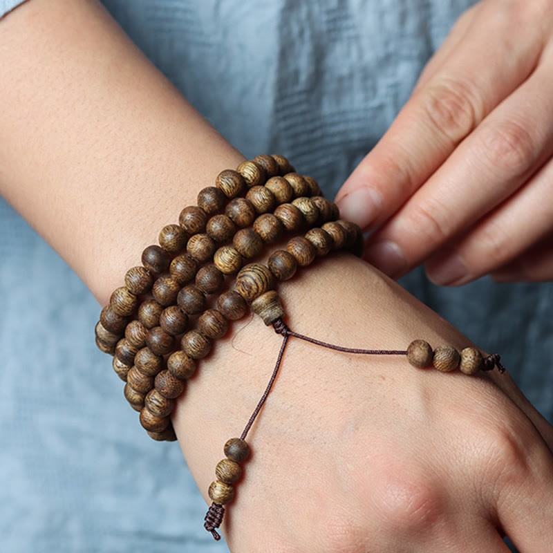 108 Mala Beads Huizhou Green Qinan Agarwood Peace Strength Bracelet