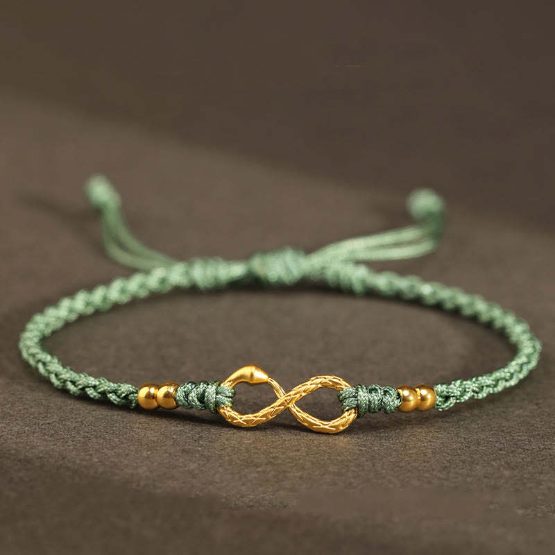 999 Gold Year of the Snake Eternal Endless Knot Infinity Handmade Luck Bracelet