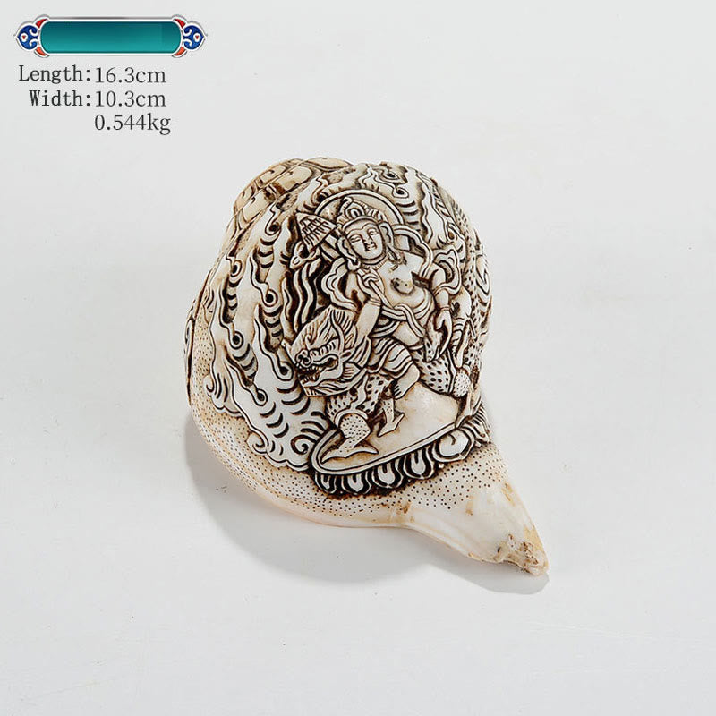 Tibetan Handmade Engraved Shankha mystic zen Avalokitesvara Conch Shell Wealth Decoration