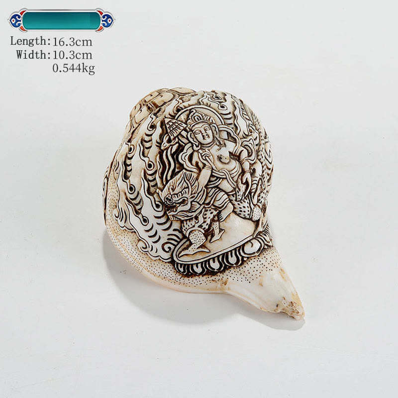 Tibetan Handmade Engraved Shankha mystic zen Avalokitesvara Conch Shell Wealth Decoration