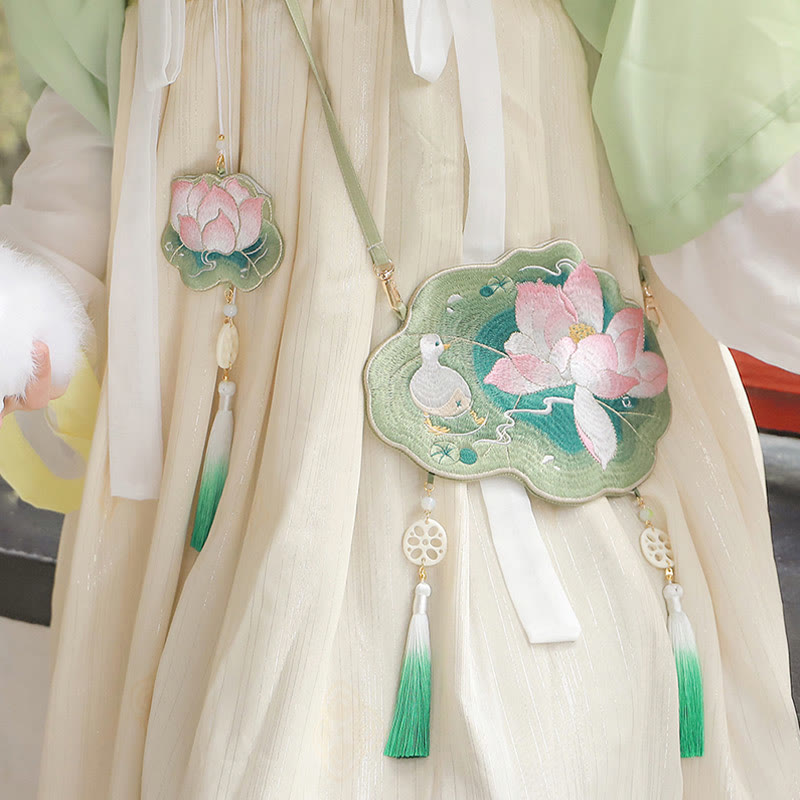 Luck Embroidery Lotus Koi Fish Rabbit Flower Hanfu Bag Crossbody Bag Shoulder Bag