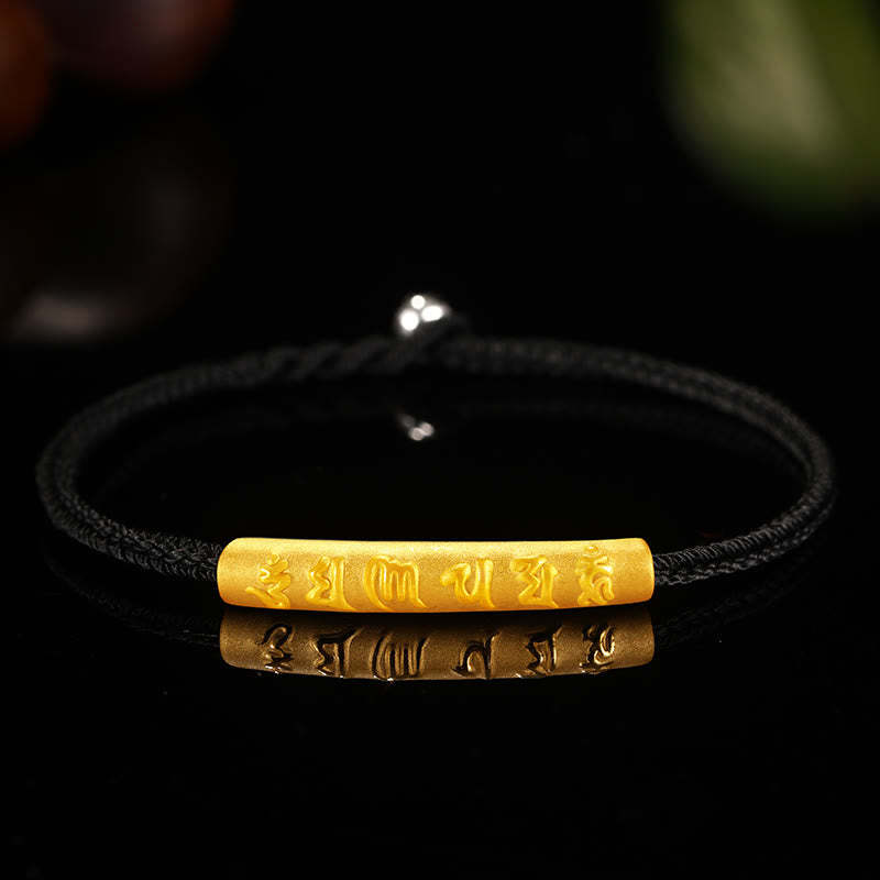 Tibetan 999 Gold Om Mani Padme Hum Handcrafted Eight Thread Peace Knot Luck Braided Couple Bracelet