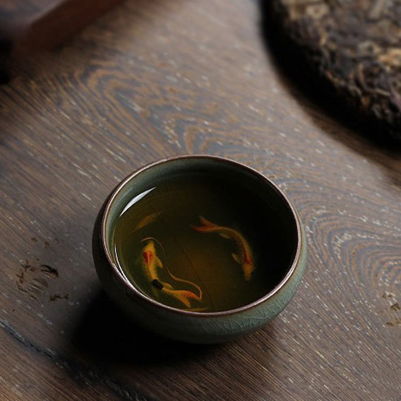 Colorful Koi Fish Ceramic Teacup Kung Fu Tea Cup Bowl