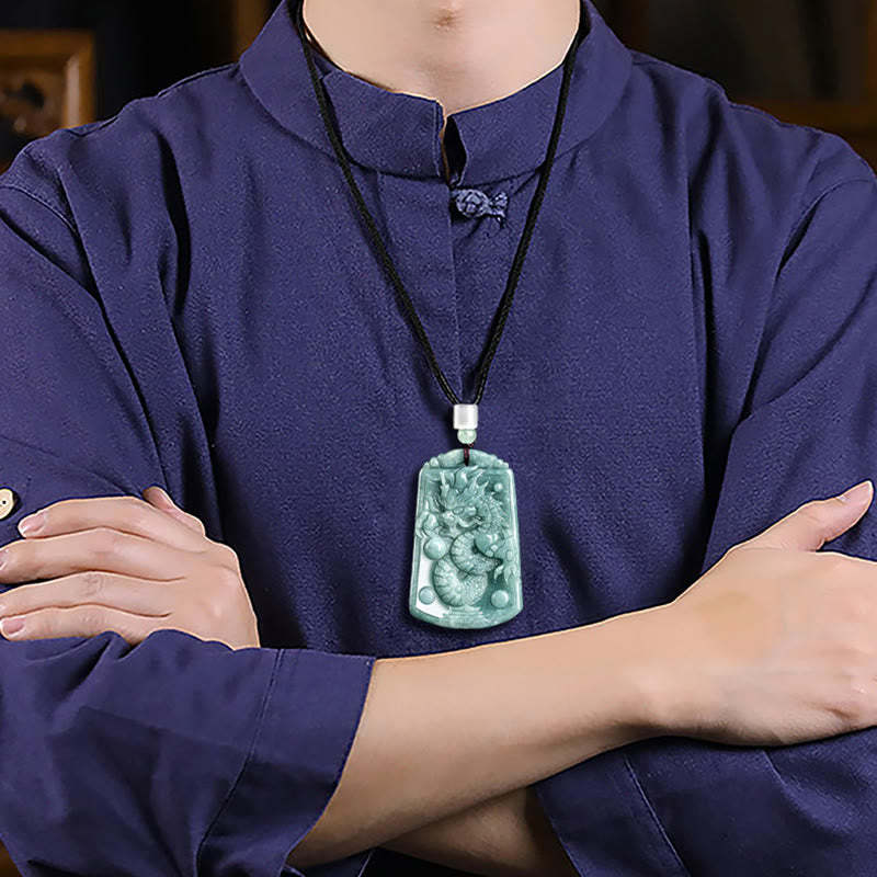 Year Of The Dragon Chinese Zodiac Dragon Travels The World Jade Strength Necklace Pendant