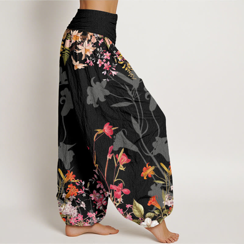 Flowers Totem Pattern Women's Elastic Waist Harem Pants