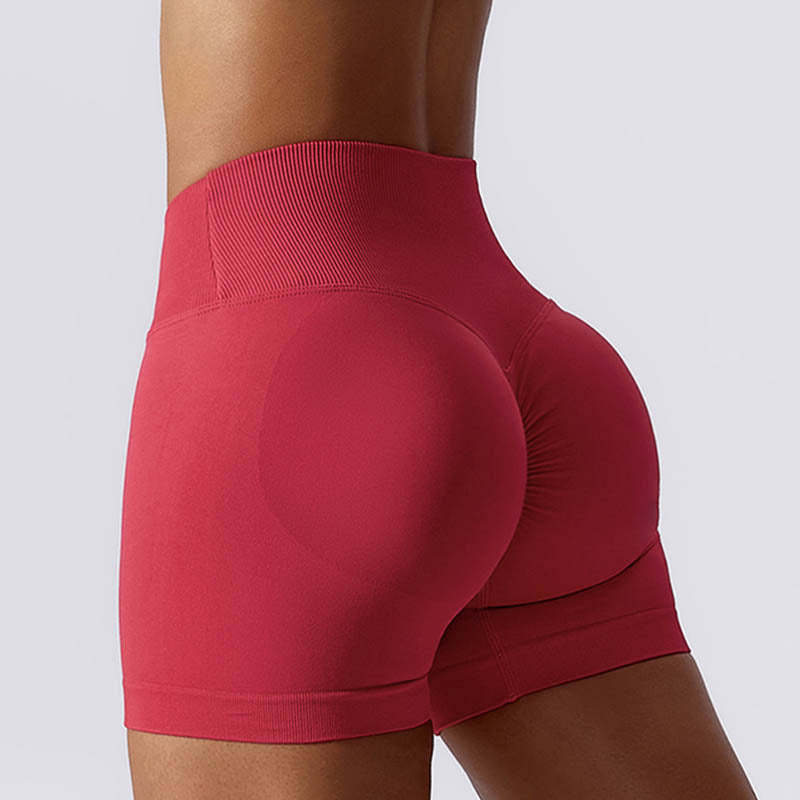 Women Seamless High Elasticity Sports Fitness High Waist Yoga Workout Shorts