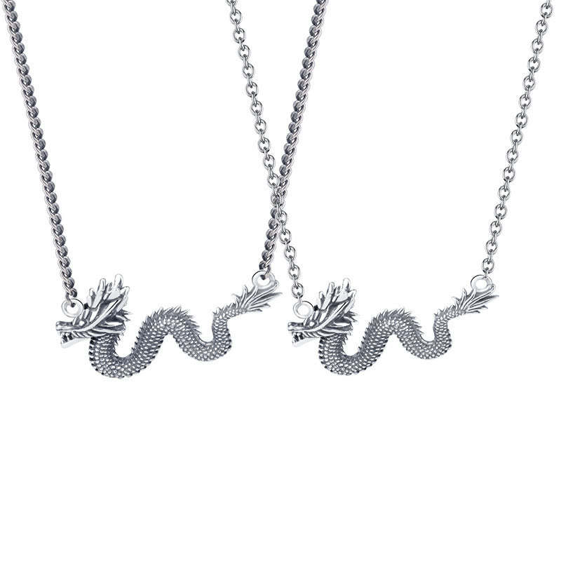 925 Sterling Silver Year Of The Dragon Auspicious Dragon Protection Chain Necklace Pendant(Extra 30% Off | USE CODE: FS30)