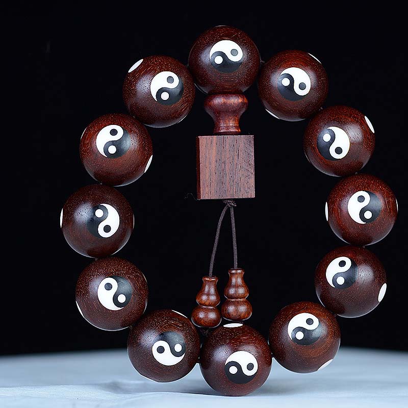 Small Leaf Red Sandalwood Yin Yang Protection Bracelet