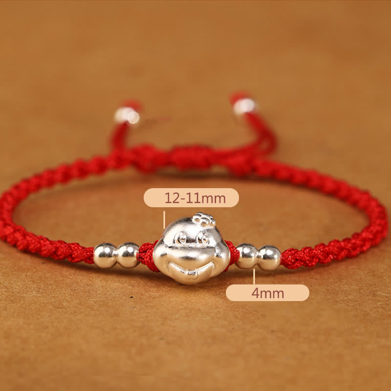 Red String 999 Sterling Silver Snake Head Year of the Snake Luck Bracelet