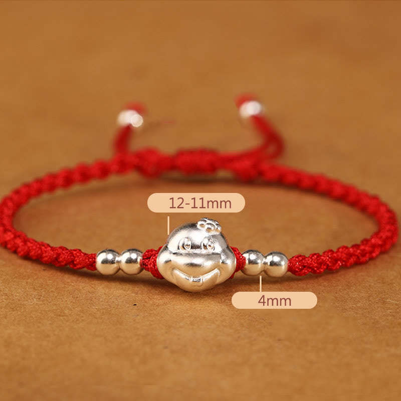 Red String 999 Sterling Silver Snake Head Year of the Snake Luck Bracelet