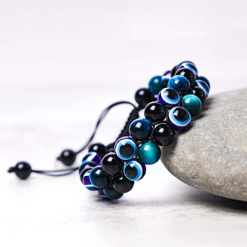 Evil Eye Hematite Tiger Eye Protection Beaded Bracelet