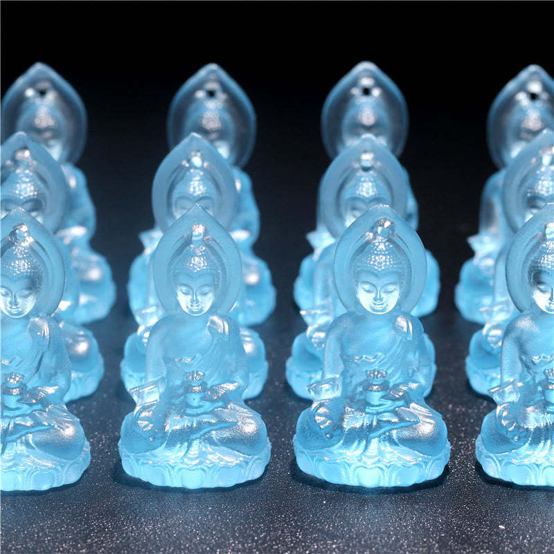 Blue Tathagata mystic zen Medicine mystic zen Liuli Crystal Serenity Amulet Necklace Pendant